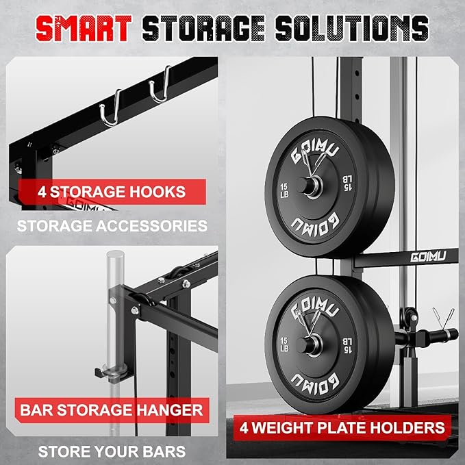 R1-V4 Power Cage Rack, 2000LB Squat Rack with Cable Crossover System, Multi-Function Weight Cage, Home Gym Workout Machine with More Training Attachments