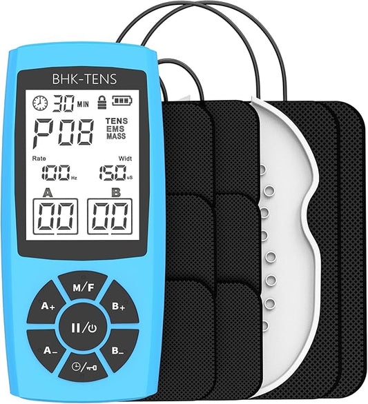 Rechargeable TENS Unit Machine for Pain Relief Therapy, Electronic EMS Muscle Stimulator for Shoulder Pain Relief, TENS&EMS Stimulator for Back Pain, Shoulder Neck Pain Relief, Sciatica Pain, Blue