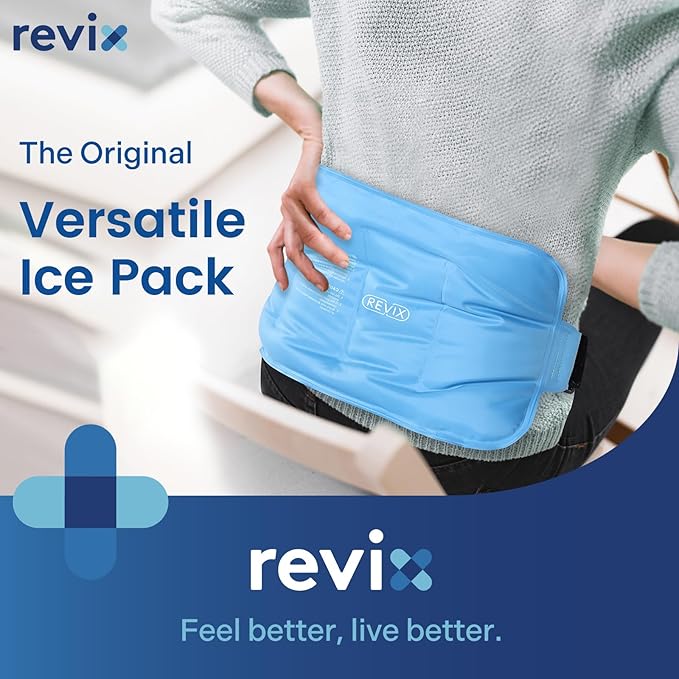 REVIX Gel Ice Pack for Back Discomfort Relief, Soft Plush Lining Ice Wrap for Lower Back, Shoulder, Hip, Arm, Knee, Cold Compress Therapy, 16 × 9 "