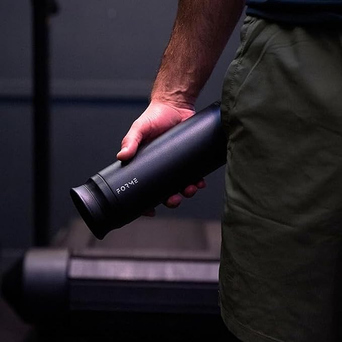 FORME - Blender Shaker Bottle, Leakproof Double Insulated Stainless Steel, Noiseless Shaker Bottle for Hot & Cold Drinks, Ideal for Protein & Supplement Shakes (Charcoal, 33.8 ounces)
