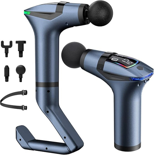Massage Gun Deep Tissue with Muscle Massager Belt for Relaxation with Extended Handle 3-In-1 Back Massager for Pain Relief, 12 Speed Levels & 4 Replaceable Heads for Athletes, Gym Recovery and Seniors