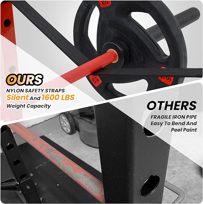 Power Cage with LAT Pulldown Machine - Squat Rack for Home Gym, Multi-Functional Weight Cage with Cable Pulley System, Dip Bars & Landmine Attachment