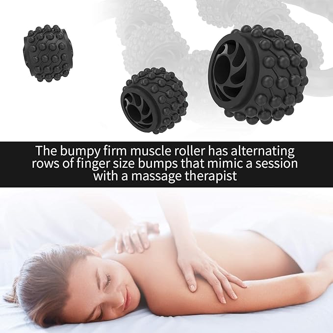 Cellulite Massage Tool Muscle Roller - Deep Fascia Massager & Dimpled Skin Remover for Legs, Thighs & Buttocks - Anti-Cellulite Roller, Smooth Skin, Pain Relief(Black - 6 Wheel)