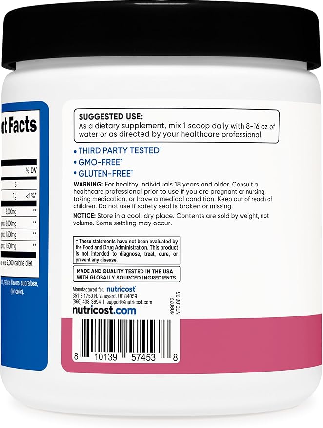 Nutricost BCAA Powder 2:1:1 (Pomegranate Guava, 30 Servings) - Branched Chain Amino Acids
