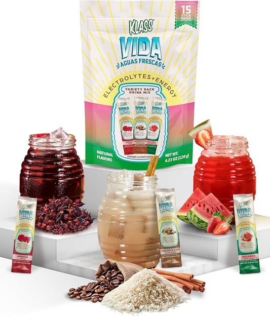 Hydration + Energy Electrolyte Drink Mix – Variety Pack with Hibiscus, Coffee Horchata & Strawberry Watermelon, Sugar-Free with Caffeine, L-Theanine, Coconut Water & Minerals