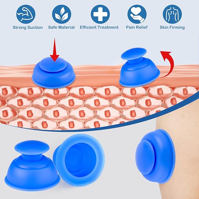 Silicone Cupping Therapy Sets-10pcs Professional Vacuum Cupping for Myofascial Massage/Joint Pain/Anti Cellulite/Deep Muscle Relief & More(10pcs,Blue)