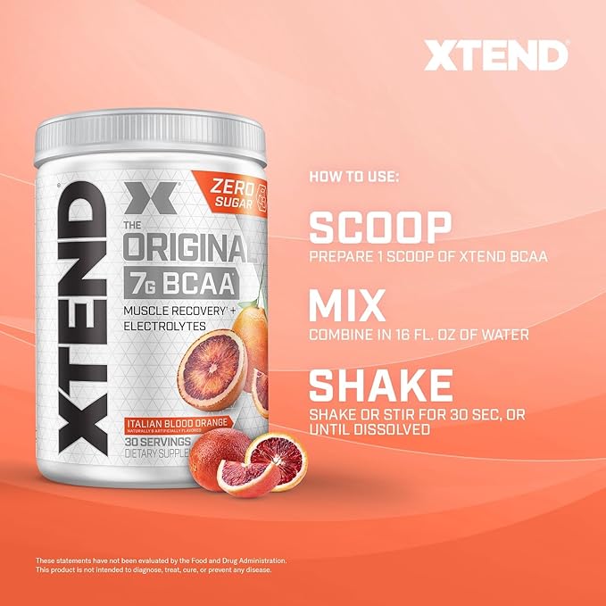 Xtend Original BCAA Powder 7g BCAA and 2.5g L-Glutamine, Sugar Free Post Workout Muscle Recovery Drink with Amino Acids for Men & Women, 30 Servings
