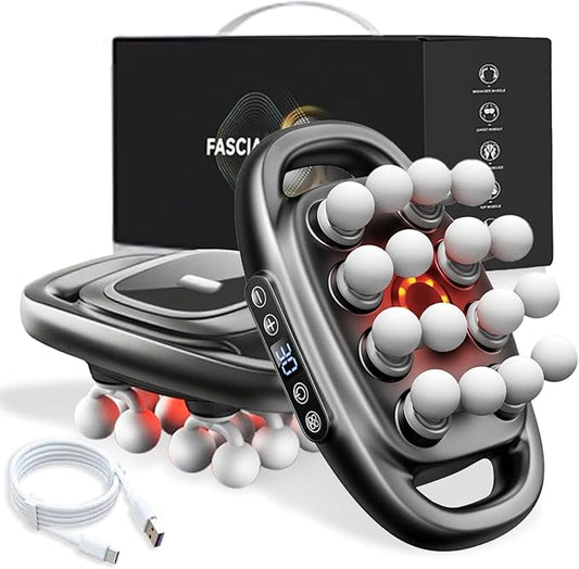 Zevessa Massager - Relief Wave Pro 3, 2026 Upgrade Reliefwave Massager, Electric 16 Head Massage Gun Deep Tissue, 30 Intensity Levels & 3 Smart Modes, for Legs,Back,Waist Pain Relief (Grey-16 Head)