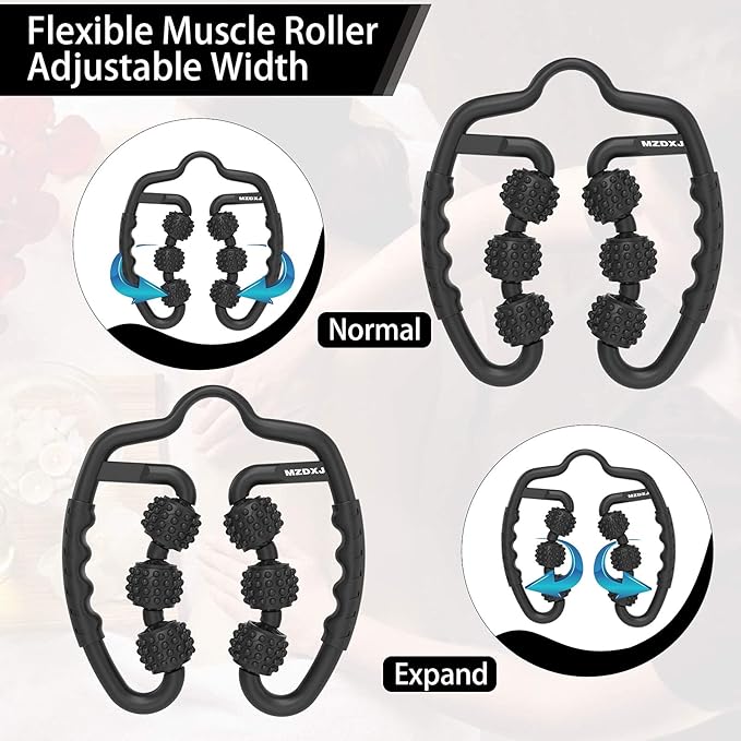 Cellulite Massage Tool Muscle Roller - Deep Fascia Massager & Dimpled Skin Remover for Legs, Thighs & Buttocks - Anti-Cellulite Roller, Smooth Skin, Pain Relief(Black - 6 Wheel)