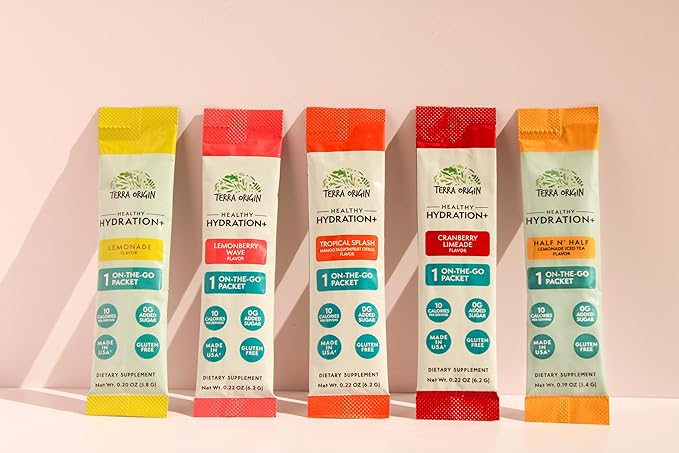 TERRA ORIGIN Healthy Hydration+ Recovery Drink Mix | 30 Stick Packs | Zero Sugar Added, Gluten Free | Cranberry Limeade