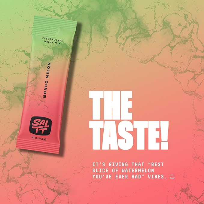 SALTT Electrolytes Powder Flavored Drink Mix - Mondo Melon - 30 Hydration Packets - Magnesium, Potassium, Sodium, Trace Minerals - Zero Sugar & Gluten Free - Travel Essentials