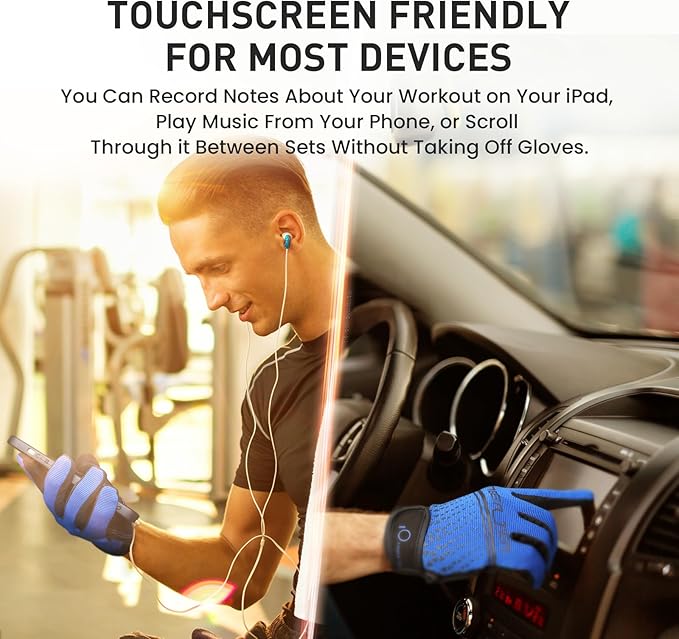 Full Finger Workout Gloves Weight Lifting Touchscreen for Men Women with Padding, Full Hand Gym Exercise Gloves Male Female, Non Slip Fitness Gloves Extra Grip for Cycling Climbing Hiking