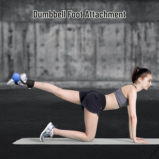 Ankle Straps for Dumbbell and Cable Machine, Dumbbell Foot Attachment with Longer Stronger Nylon Strap, Tibialis Trainer, Leg Extensions, Hamstring Curls for Women and Men