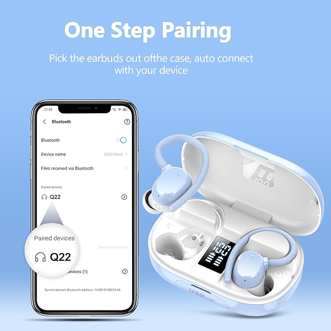 Ear buds Wireless Bluetooth Earbuds Sport 2025 NEW Bluetooth 5.3 Headphones 128H Playtime with LED Display Powerful Bass Over Ear Earphones with Earhooks IP7 Waterproof for Gym/Running/Workout