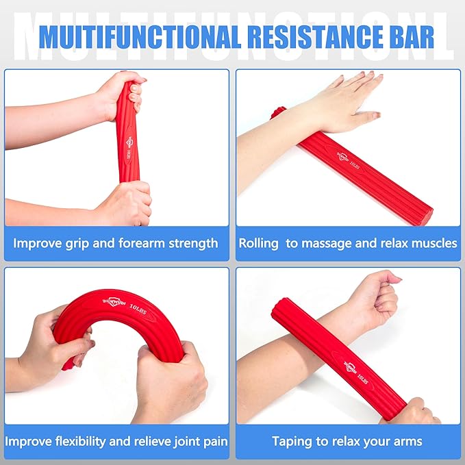 Flex Therapy Bars,Twist Bar for Physical Therapy & Resistance Bar for Golfers Elbow,Tendinitis,Wrist,Forearms Pain, Improve Grip Strength and Relieve Pain