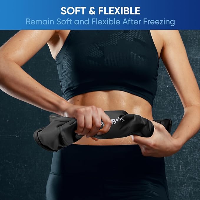 APEXUP Gel Ice Packs for Injuries Reusable, Flexible Double Sided Cold Packs for Injuries, Ice Pack for Knee, Shoulder, Back, Hip, Leg, Arm (Black, S, 1PK)