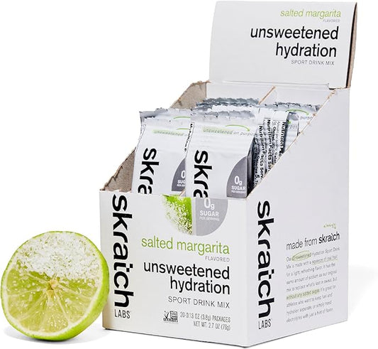 Skratch Labs Unsweetened Hydration Sport Drink Mix | Sugar Free | Electrolytes Booster | Salted Margarita - 20 Servings | Non-GMO, Vegan, Kosher, Keto, Paleo