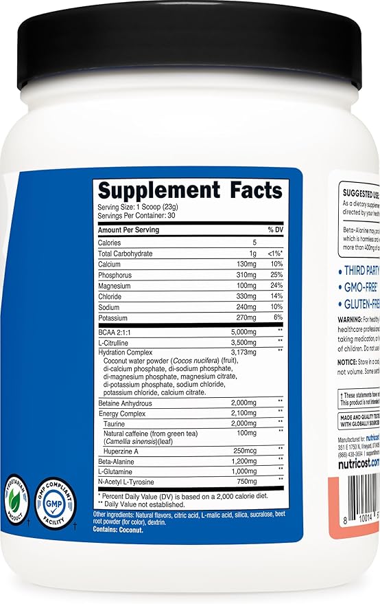 Nutricost Intra-Workout Powder, 30 Servings (Pink Lemonade) - Non-GMO, Gluten Free, Intraworkout Supplement