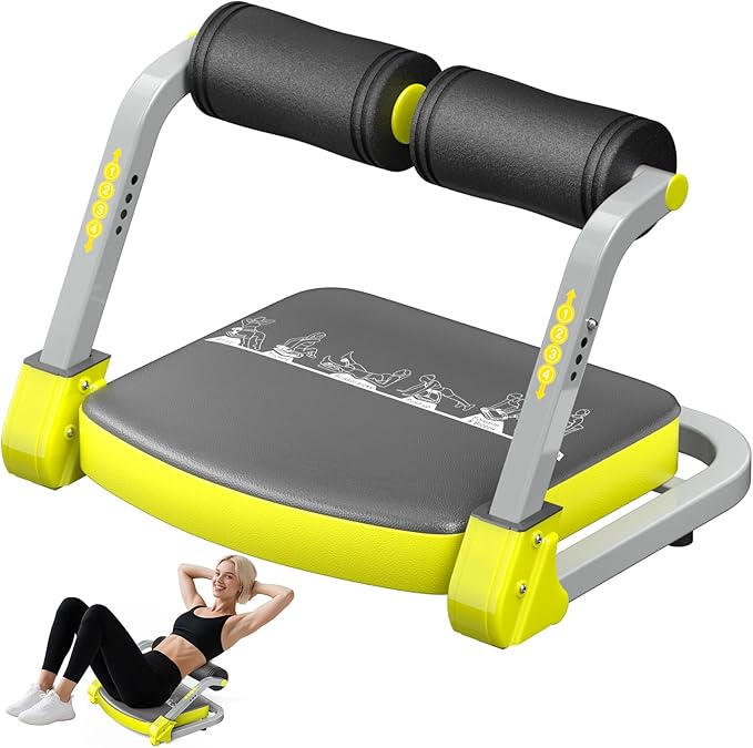 Ab Machine, Ab Trainer Machine for Home Gym, Sit Up Exercise Equipment for Home Use, 4 Level Adjustable Resistance for Stomach Workout, No Assembly Core Machine with Quick Rebound for Full-Body Workout