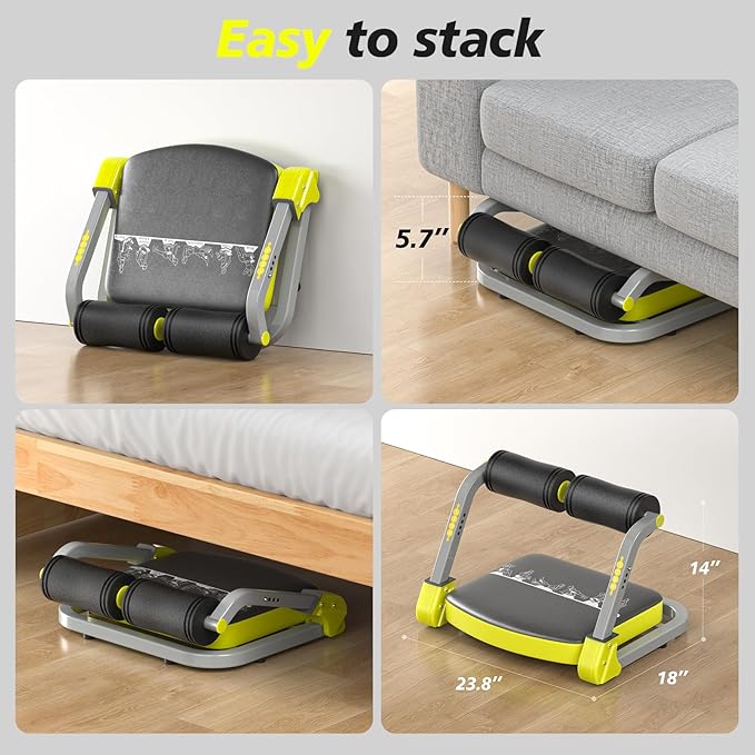 Ab Machine, Ab Trainer Machine for Home Gym, Sit Up Exercise Equipment for Home Use, 4 Level Adjustable Resistance for Stomach Workout, No Assembly Core Machine with Quick Rebound for Full-Body Workout