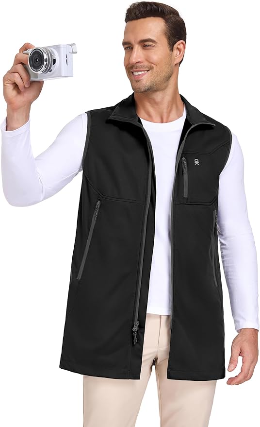 Little Donkey Andy Men's Lightweight Softshell Vest Windproof Sleeveless Jacket for Travel Hiking Running Golf