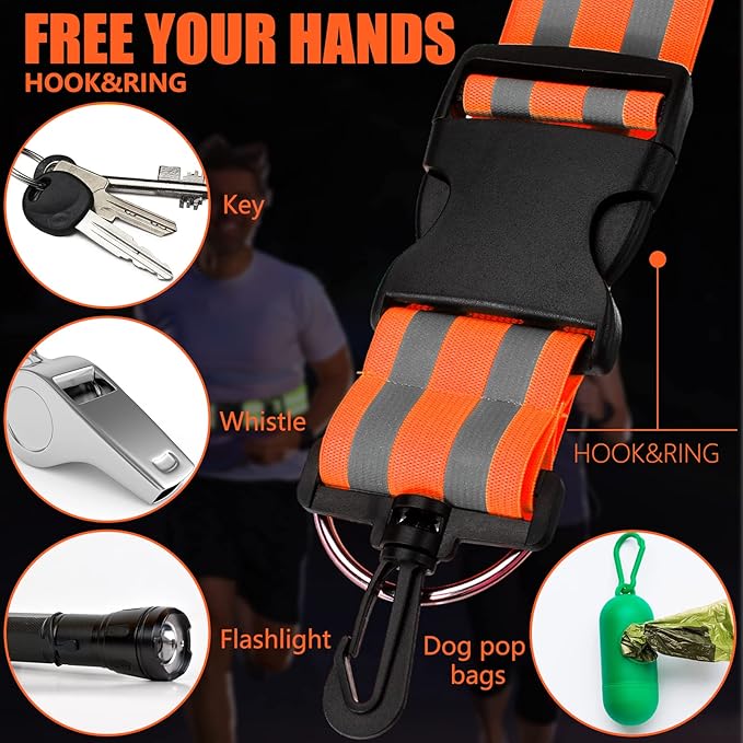 Saintrygo 6 Pcs Reflective Sash for Walking at Night Reflective Strap Arm Band High Visibility Belt Safety Ankle Strap for Visibility Vest Clothing Running Gear