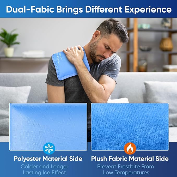 APEXUP Gel Ice Packs for Injuries Reusable, Flexible Double Sided Cold Packs for Injuries, Ice Pack for Knee, Shoulder, Back, Hip, Leg, Arm (Blue, S, 2PK)