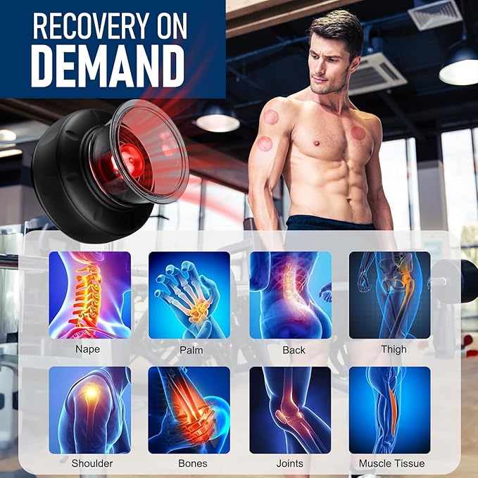 5-in-1 Smart Dynamic Cupping Set, 12 Levels Cupping Kit for Massage Therapy with Red Ligh-t Therapy&Heat Penetrates for Targeted Pain Relief, Knots, Aches, Muscle Soreness - 1Pcs(Black)