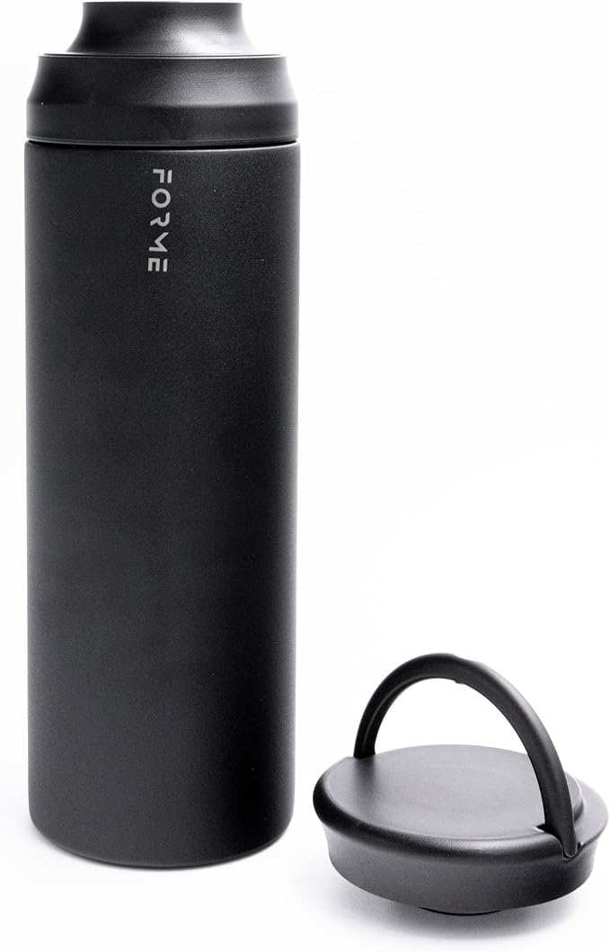 FORME - Blender Shaker Bottle, Leakproof Double Insulated Stainless Steel, Noiseless Shaker Bottle for Hot & Cold Drinks, Ideal for Protein & Supplement Shakes (Charcoal, 33.8 ounces)