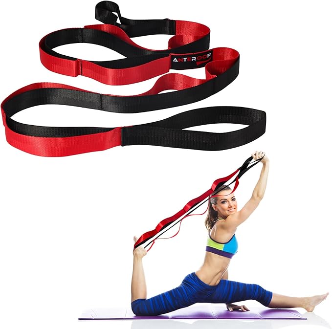 Durable Non-Elastic Stretch Strap for Physical Therapy and Yoga, 10 Loops Stretching Band for Pilates, Flexibility, Exercise - Ideal for Men & Women
