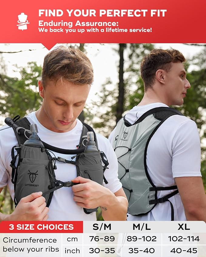 Upgrade Running Hydration Vest 10L, Running Backpack for Women Men Multi-Functional Storage, Adjustable Water Vest for Trail Marathon Race Jogging Cycling