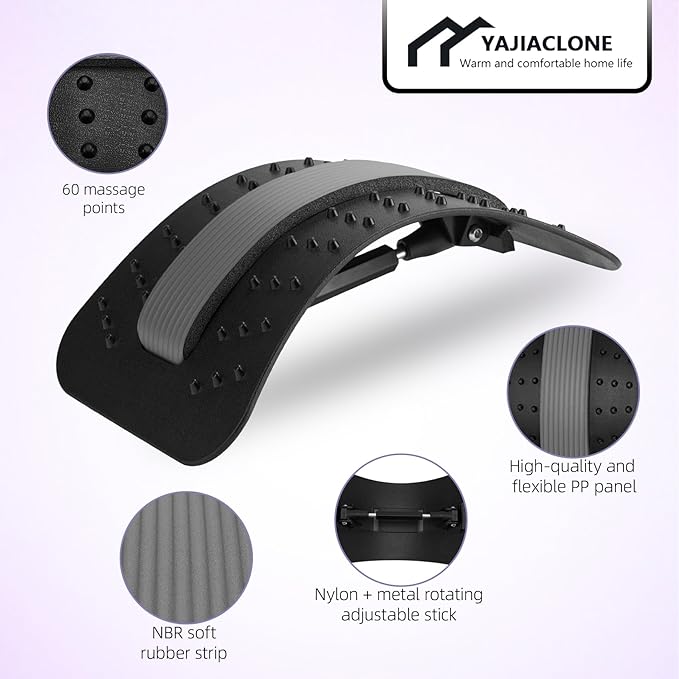YAJIACLONE Back Stretcher for Lower Back Pain Relief,Adjustable, Portable, Durable Lumbar Support Board,Stocking Stuffers for Adults, Unique Elephant Thanksgiving Christmas Gift.