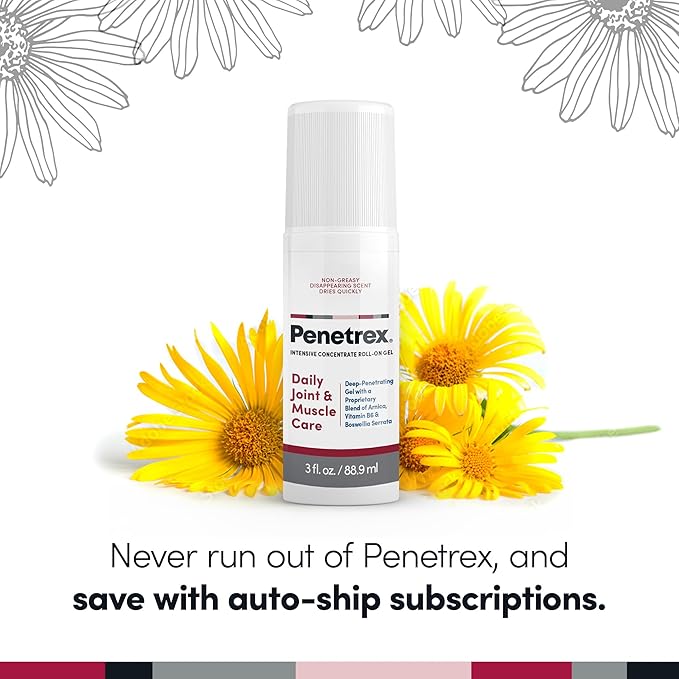 Penetrex Joint & Muscle Therapy Roll On - Soothing Gel for Back, Neck, Hands, Feet - Premium Whole Body Rub with Arnica, Vitamin B6 MSM & Boswellia - 3oz