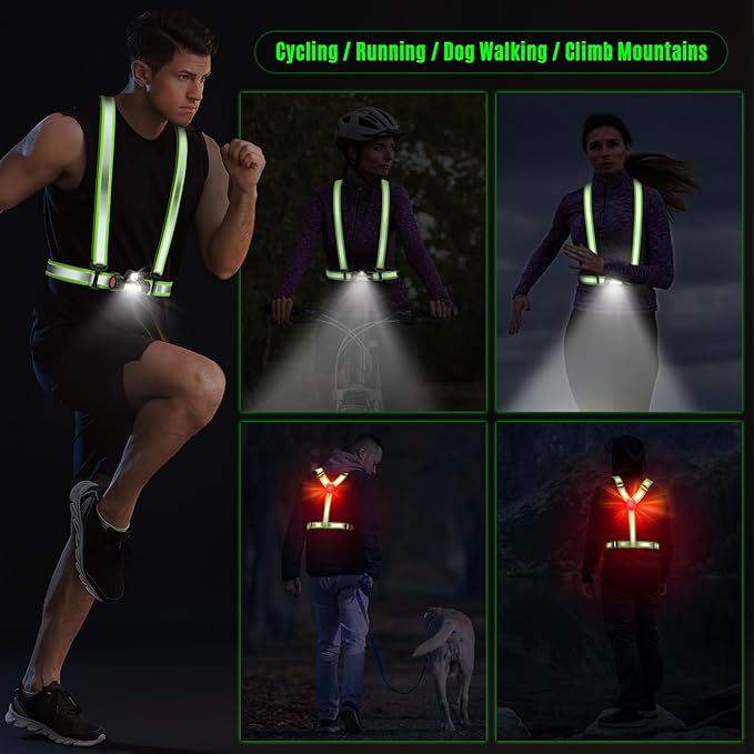 LED Reflective Vest,Light Up Running Vest,Led Vest,Light Vest for Running at Night,Lighted Running Vest,Running Lights for Runners