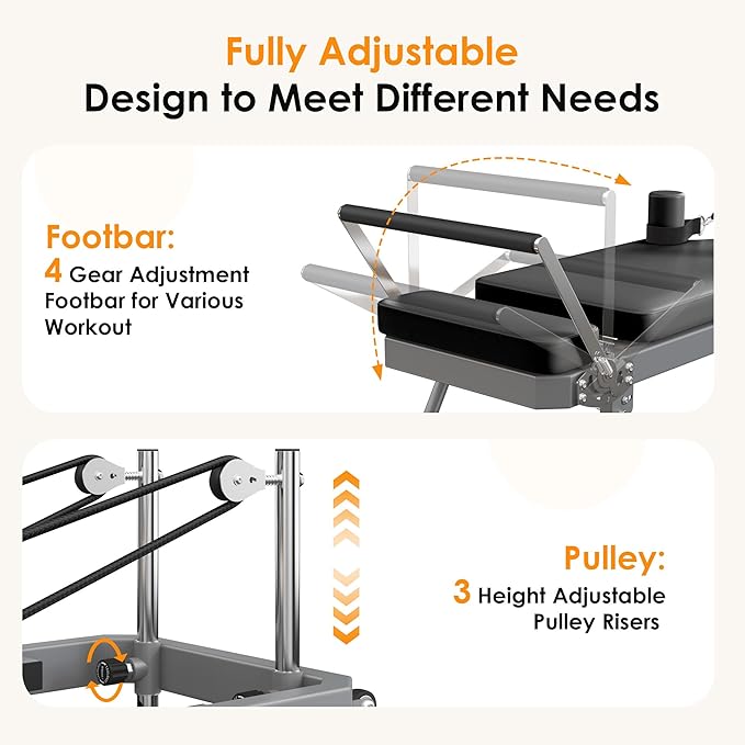 SogesPower Pilates Reformer Machine for Home Gym Workout, Foldable Pilates Equipment with High Strength Alloy Springs for Beginners, Up to 400lbs
