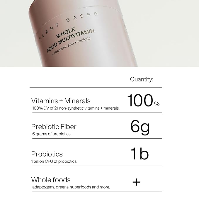 B.WILD Plant-Based Multivitamin Drink Mix – Refreshing Peach Green Tea with Prebiotics, Probiotics & Adaptogens for Gut Health & Stress Support – 30 Servings – Vegan, Gluten-Free
