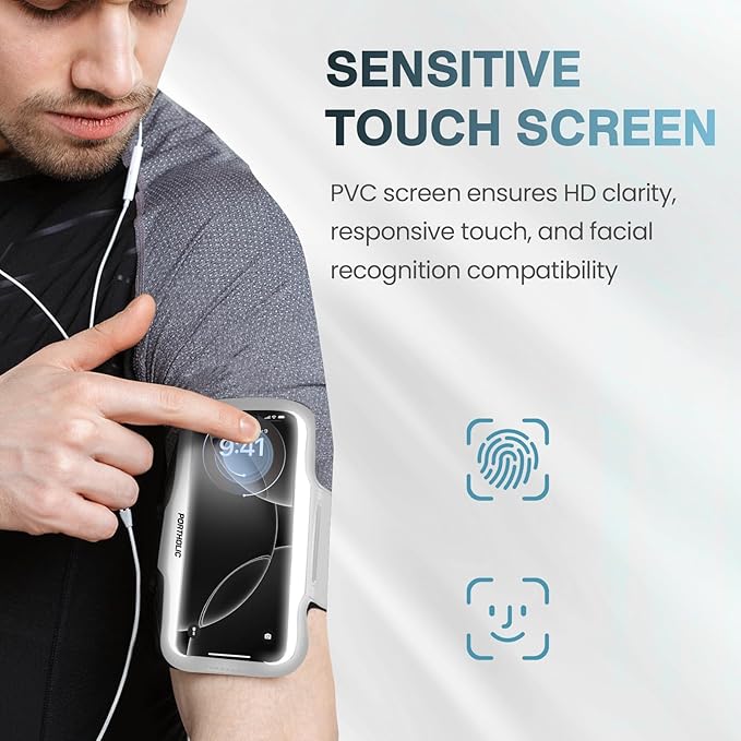 PORTHOLIC 2025 Running Armband Water Resistant Sports Phone Holder Case with Extension Strap, Key Card Slot Up to 6.9" Phone for iPhone 17/16/15/14/13 Plus Air Pro Max XR/XS, Galaxy S25/24/S10