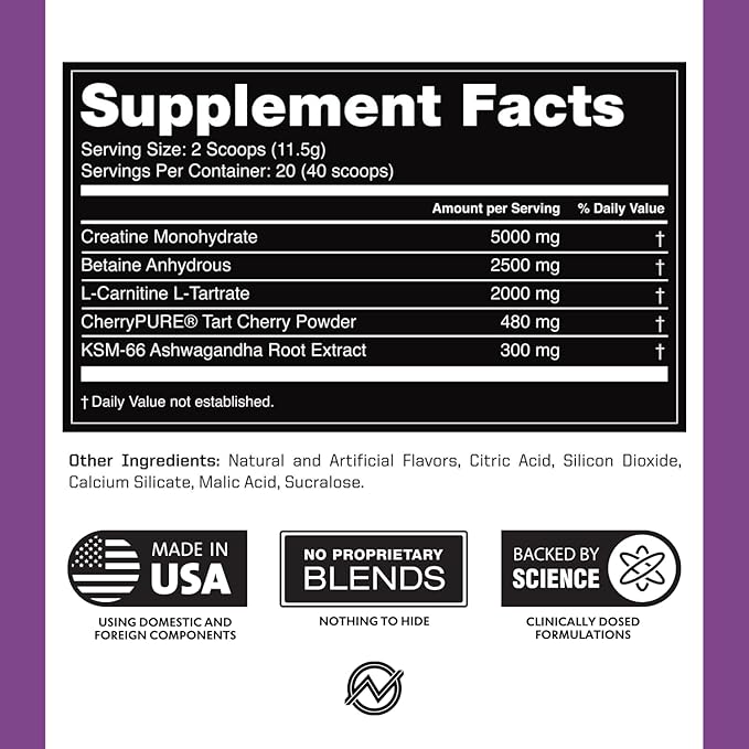 Outwork Nutrition Post Workout Recovery Powder - Creatine Monohydrate, KSM-66 Ashwagandha & Tart Cherry - Speeds Recovery, Eases Soreness - Creatine Powder for Men & Women, Gummy Bear Burst, 230 Gr