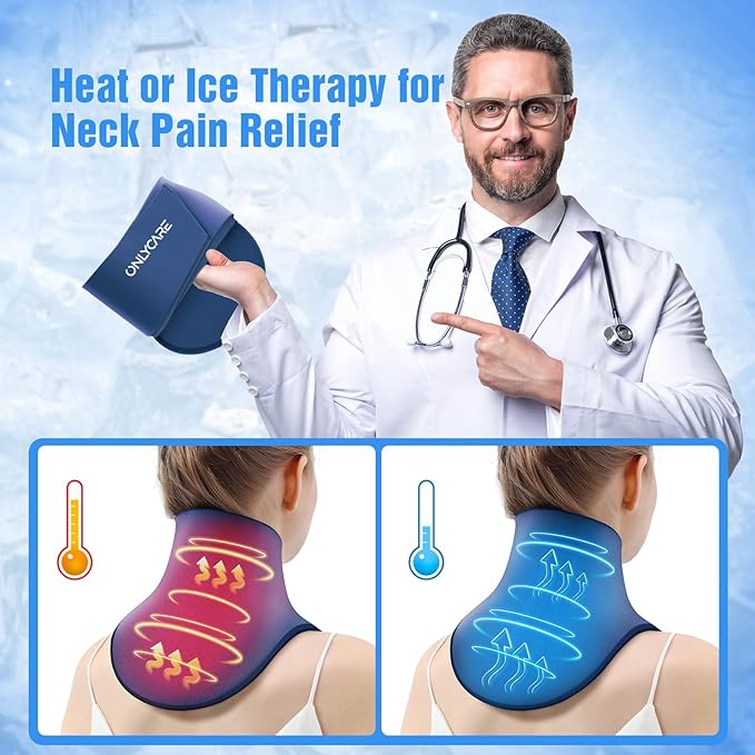ONLYCARE Neck Ice Pack Wrap Gel - Upgraded Shoulder Ice Packs for Injuries Reusable, Hot and Cold Compress Ice Packs for Neck, Relief of Pain, Office Pressure, Swelling, Sprains