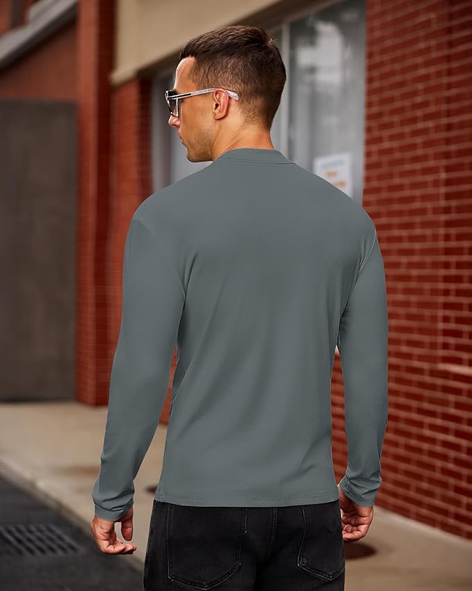 Mens Casual Mock Turtleneck Long Sleeve Basic Lightweight Slim Fit Pullover Tops Ribbed Thermal Undershirts