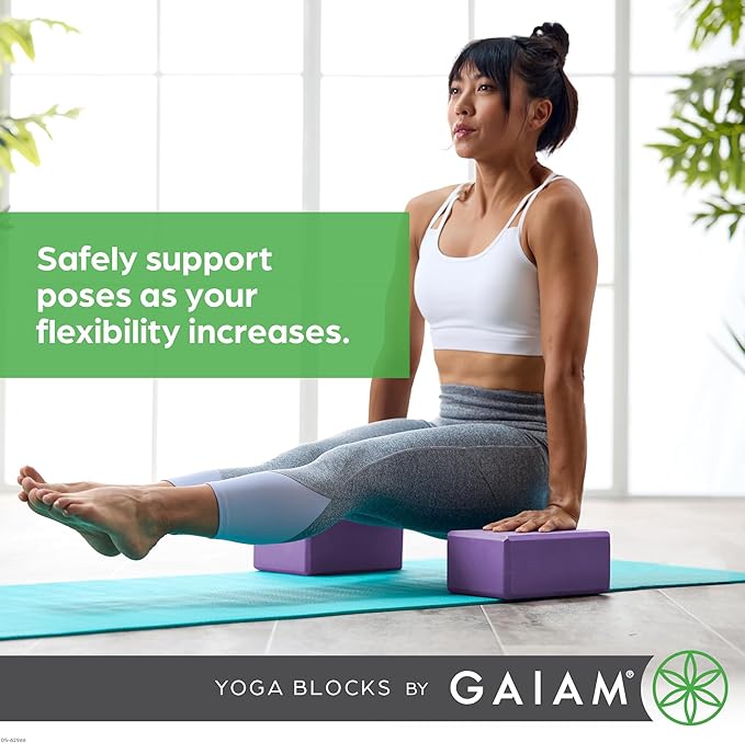 Gaiam Yoga Block - Supportive Latex-Free Eva Foam - Soft Non-Slip Surface with Beveled Edges for Yoga, Pilates, Meditation - Yoga Accessories for Stability, Balance, Deepen Stretches