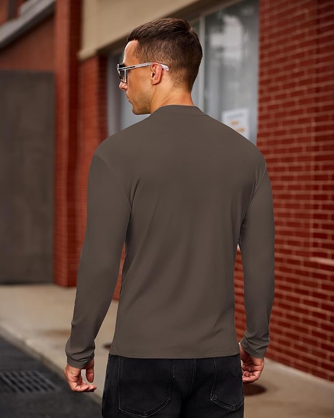 Mens Casual Mock Turtleneck Long Sleeve Basic Lightweight Slim Fit Pullover Tops Ribbed Thermal Undershirts