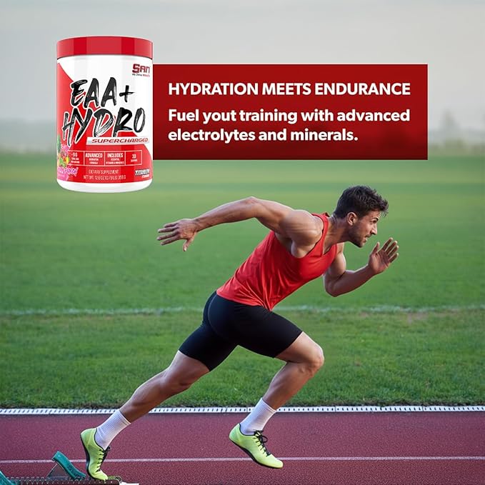SAN EAA Hydration | EAAs + BCAA| Muscle Recovery & Intra | 9G Essential Amino Acids + Electrolytes | Maui Punch 30 Serving