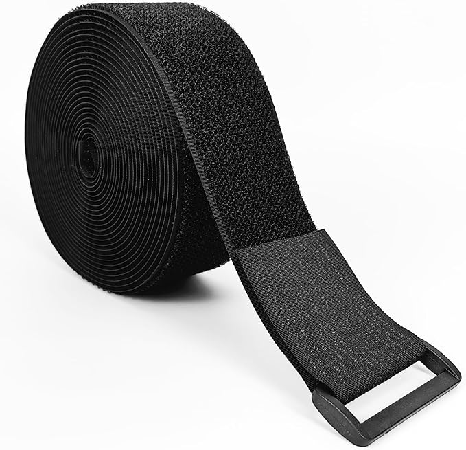 Hook and Loop Straps, 1.5'' x 16', Fastening Cinch Straps with 25 Buckles, Cut to Length, Heavy Duty, Reusable Cable Straps, Cord Straps, 16 Feet Long Cord Strap for Storage and Organization