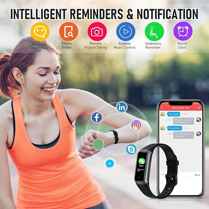 Fitness Tracker, Blood Pressure Watch with 24/7 Heart Rate, 1.10" Step Counter Pedometer Calories Sleep Trackers, Activity Fitness Watch for Women Men