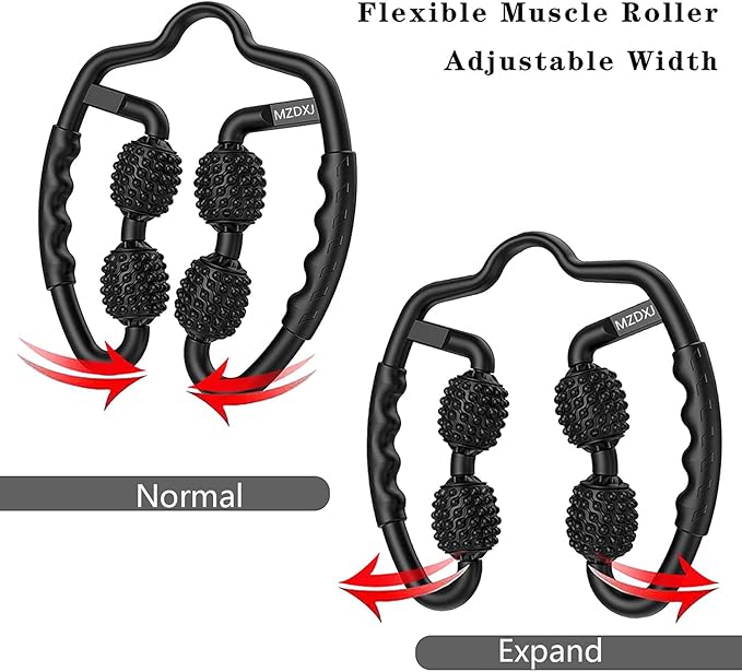Cellulite Massage Tool Muscle Roller - Deep Fascia Massager & Dimpled Skin Remover for Legs, Thighs & Buttocks - Anti-Cellulite Roller, Smooth Skin, Pain Reliefs Black(Black - 4 Wheel)
