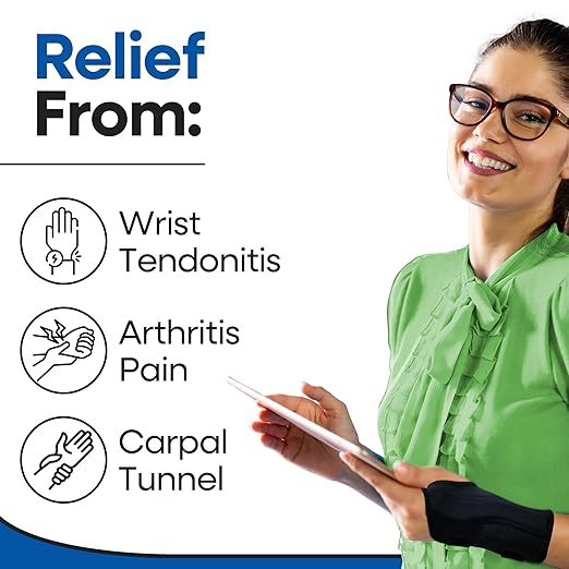 Carpal Tunnel Wrist Brace Night Support - Wrist Splint Arm Stabilizer & Hand Brace for Carpal Tunnel Syndrome Pain Relief Compression Sleeve for Forearm Wrist Tendonitis Pain Treatment (Small, Left)