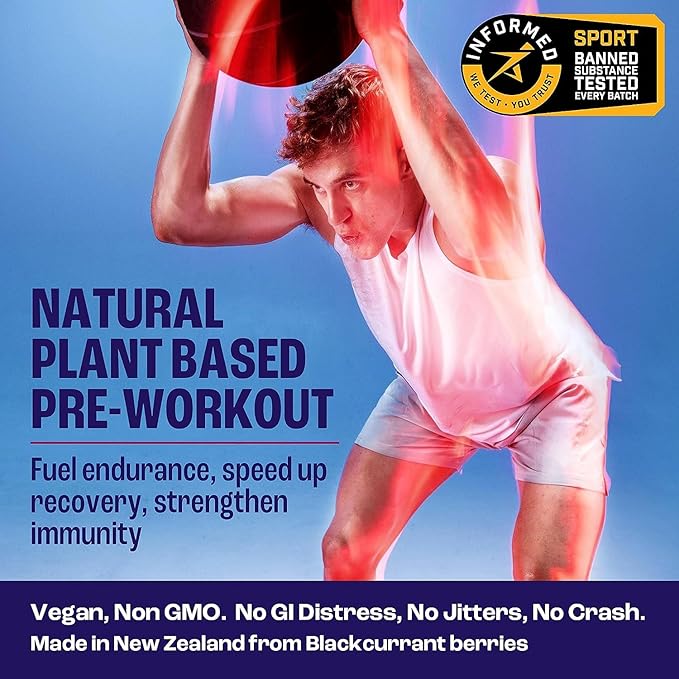 2before All Natural Vegan Pre Workout, with 120mg Caffeine I Clean Energy, Endurance, Recovery I Pre Workout Women and Men I 20 x Individual Packets I Informed Sports Certified I Blackcurrant