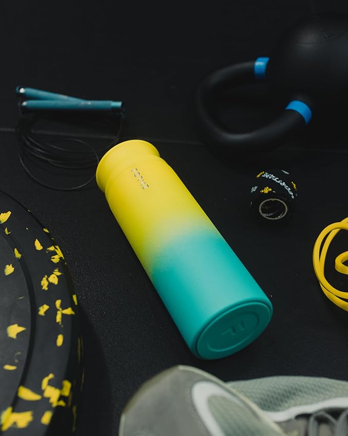 FORME - Shaker, 700ml Stainless Steel Protein Shaker, Double Walled Vacuum Insulated, Cold and Hot Drinks, Silent & Leak Proof, Fits Most Cup Holders (Gradient Yellow/White/Blue)