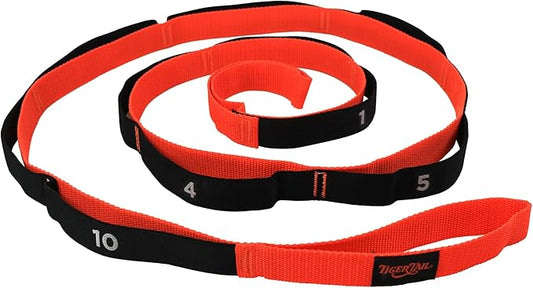 Tiger Tail The Stretchy Tiger 80” - Stretch/Yoga Strap with 10 Numbered Loops for Yoga, Physical Therapy, Pilates, & Exercise, Stretching Strap with Loop